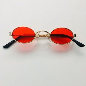 Red/Gold 90s Small Oval Sunglasses